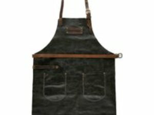 Feuermeister Lederschürze in schwarz-braun mit Taschen, Gr. 3