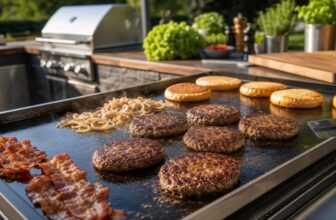 Grillplatte für Burger als starkes Zubehör für BBQ, Grillen, Smoken und die Outdoorküche
