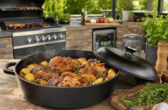 Gusspfanne mit Deckel als unverzichtbares Zubehör für BBQ, Grillen, Smoken und die Outdoorküche