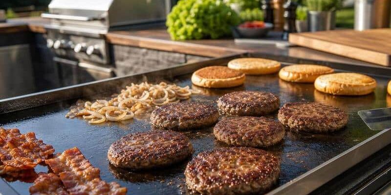 Grillplatte für Burger als starkes Zubehör für BBQ, Grillen, Smoken und die Outdoorküche