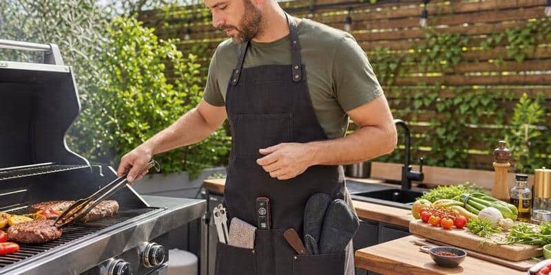 Grillschürze mit Taschen: praktisches Zubehör für BBQ, Grillen, Smoken und Outdoorküche