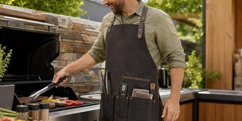 Grillschürze mit Taschen als unverzichtbares Zubehör für BBQ, Grillen, Smoken und Outdoorküche