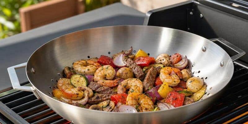 Grillwok aus Edelstahl – praktisches Zubehör für BBQ, Grillen, Smoken und die Outdoorküche