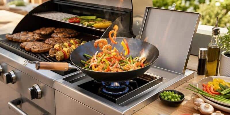 Wok für den Seitenbrenner als starkes Zubehör für BBQ, Grillen, Smoken und die Outdoorküche